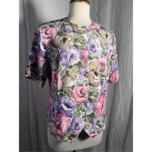 Alia Blouse Size 14 Vintage 90's Floral Pastel Romantic Academia Top